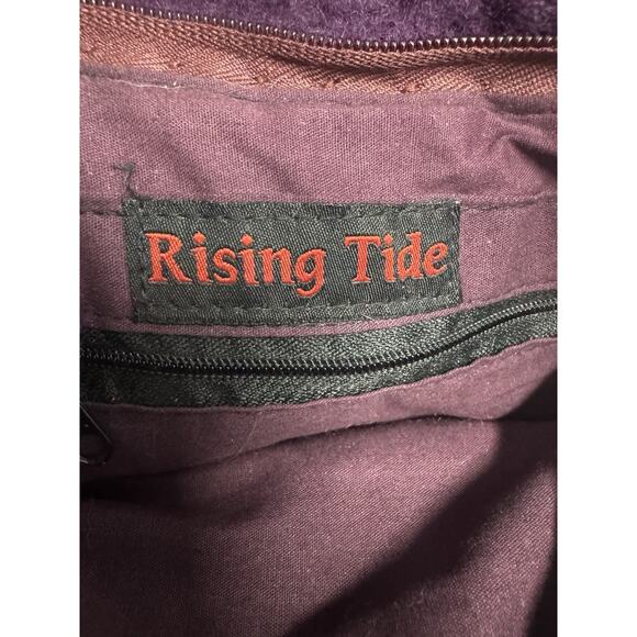 RISING TIDE Purple Hand Stitch Round Wool Felt Ball Bag Boho Artsy Hippie Nepal - Picture 12 of 14